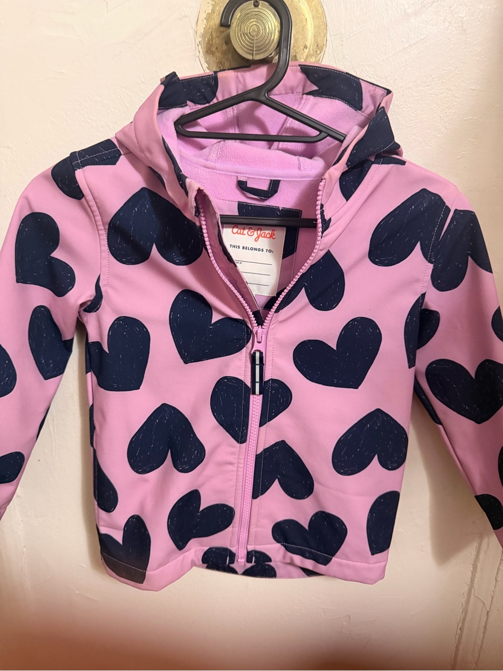 Cat & Jack Pink Hoodie with Navy Heart Print